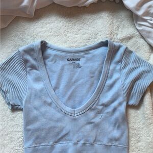 Garage Women's Blue Ribbed Top